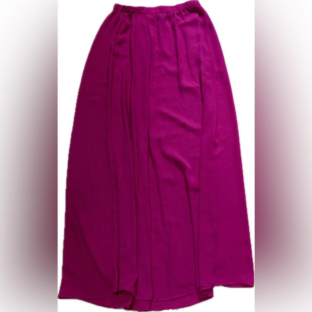 Cotton Candy Pink Magenta Maxi Skirt Sheer Overlay Size M